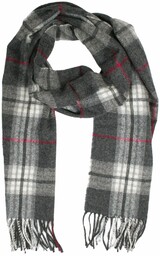 Szalik Męski, Szary w Kratkę, Jesienno-Zimowy z Frędzlami,