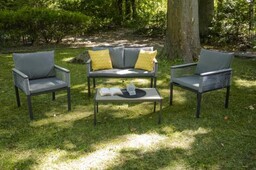Aluminiowy Zestaw Mebli Ogrodowych Stolik 2 Fotele Sofa