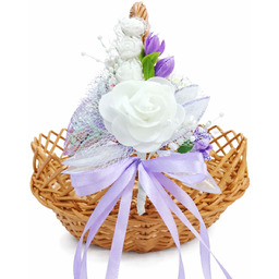 Ozdoba wielkanocna na koszyczek biało-fioletowa OZDW32-14