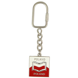 Brelok metalowy, obrotowy, flaga Polski