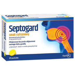 Septogard smak cytrynowy, 20 pastylek