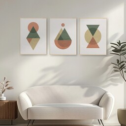 Pakamera Zestaw 3 geometrycznych plakatów na ścianę, skandynawski