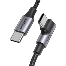 Kabel kątowy USB-C w oplocie 480Mb szary