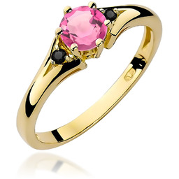 Złoty pierścionek Różowy Topaz 0,60ct żółte złoto