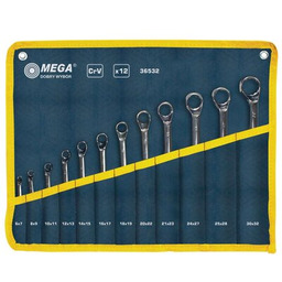 MEGA Zestaw kluczy oczkowych odgiętych 36532 (12 elementów)