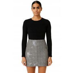 SIMONA CORSELLINI SZARA SPÓDNICA MINI W KRATĘ