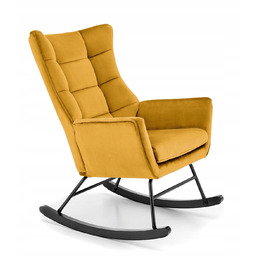 Fotel Bujany Na Płozach Bazalto Muszardowy Velvet