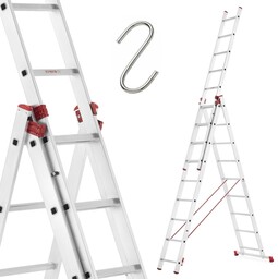 Drabina aluminiowa uniwersalna 3x9 HIGHER Professional na schody