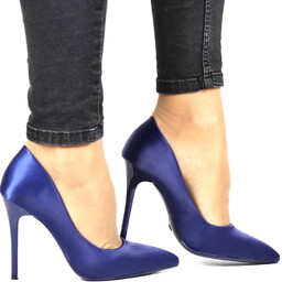 SZPILKI CZÓŁENKA DAMSKIE SATYNOWE SEASTAR 129P NAVY GRANATOWE