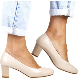 DAMSKIE CZÓŁENKA NA OBCASIE SERGIO LEONE 177 CIELISTE