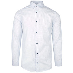 Koszula Wizytowa Biała w Drobny Wzór z Długim