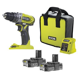 RYOBI Wiertarko-wkrętarka R18PD2-220S + dwustronny bit + ładowarka