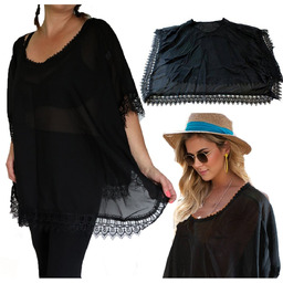 2 x CZARNA LETNIA SUKIENKA PLAŻOWA BOHO NARZUTKA