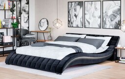 Łóżko tapicerowane 839 LED nowoczesne 160x200 Welur Czarny