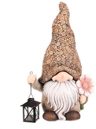 Lampion Leprechaun z kwiatem i świecą, polyresin,30 x