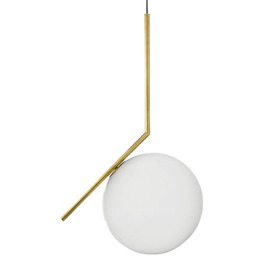 Mleczna kula 20cm - nowoczesna lampa wisząca mosiądz,