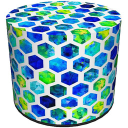 Edinos Niebiesko zielona okrągła tapicerowana pufa ozdobna H7-L05