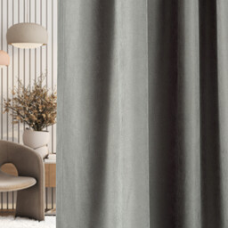 Zasłona na taśmie marszczącej szara aksamitna 140 x