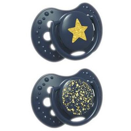 LOVI Smoczek uspokajający silikonowy Stardust Blue 3-6m 22/893,