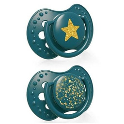 LOVI Smoczek uspokajający silikonowy Stardust Green 3-6m 22/893,
