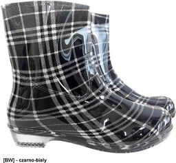 BTDKCHECK - Buty damskie krótkie typu kalosz CHECK