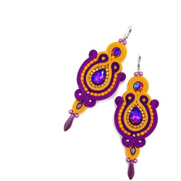 Pakamera Kolczyki sutasz pomarańczowo fioletowe kolorowe Margo energetyczne