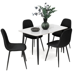 Stół ceramiczny LORIS 120CM Biały + 4 Krzesła