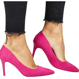 CZÓŁENKA SZPILKI DAMSKIE SEASTAR 102P FUKSJA RÓŻOWE ZAMSZOWE