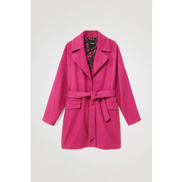 Wełniany płaszcz 3/4 z paskiem