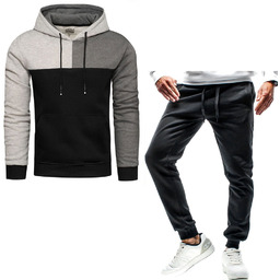 Męski komplet dresowy czarno szary Recea