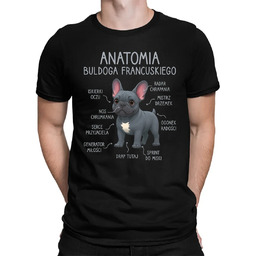 Anatomia buldoga francuskiego - niebieski - męska koszulka