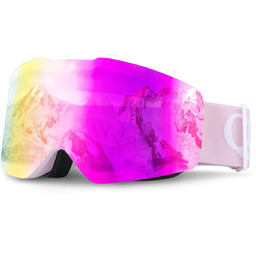 Gogle narciarskie bezramkowe nieparujące UV400 różowe