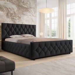 Łóżko tapicerowane z pojemnikiem SFG0172P 140x200 Welur Czarny