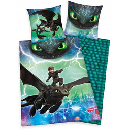 Pościel smoki Szczerbatek Czkawka Dragon bawełniana 140x200