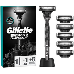 GILLETTE Golarka Mach3 Charcoal + 6 ostrzy +