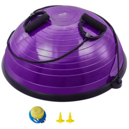Fioletowa 23-calowa piłka fitness z taśmami oporowymi