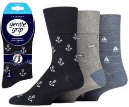 Gentle Grip 3PACK Zdrowotne skarpety męskie - ANCHOR