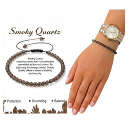 Kwarc Dymny Kamienie Naturalne Bransoletka Minimalistyczna