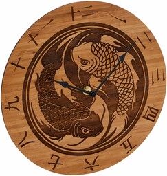 Zegar ścienny z dwoma rybami Ying Yang -