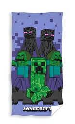 Carbotex Ręcznik dziecięcy 70x140 Minecraft plażowy fioletowy bawełniany