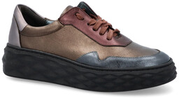 Skórzane sneakersy damskie - TYMOTEO 2777 MULTIKOLOR