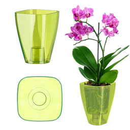 Doniczka kwadratowa Menfi 13 cm, zielona