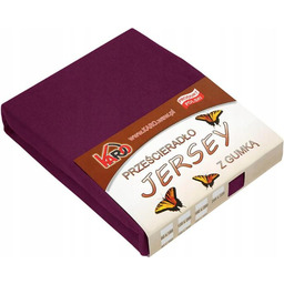 180X200 Jersey Prześcieradło Bawełniane Śliwka