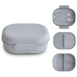 Mushie - Lunchbox z przegródkami i sztućcami