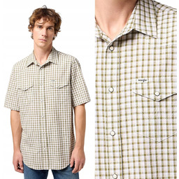 Wrangler SS WESTERN SHIRT Green BAWEŁNIANA KOSZULA
