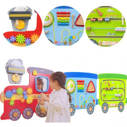 Viga Toys Viga Drewniana Tablica Sensoryczna-Manipulacyjna Edu Pociąg
