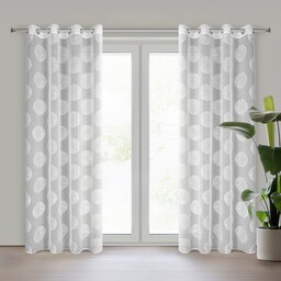 Eurofirany Firana 140x250 Milagros biała z haftem geometrycznym