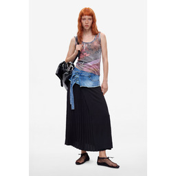 Desigual Długa plisowana spódnica z denimu