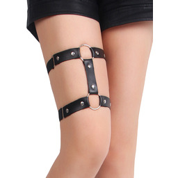 SuperLove Faux Leather Double Garter 81292 Black