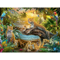 Erwachsenenpuzzle 1500 Teile - Leopardenfamilie im Dschungel